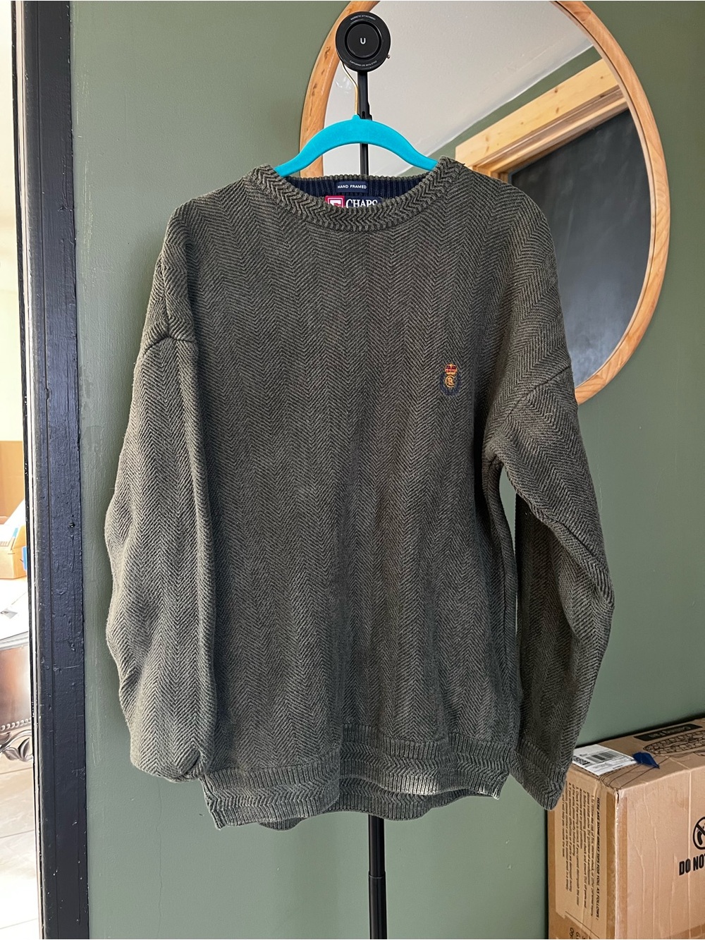 Ralph Lauren Olive Herringbone Crewneck Sweater
